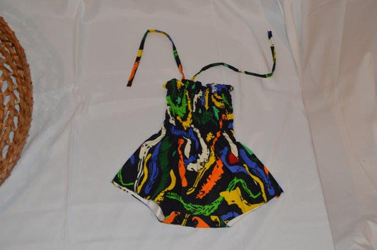 Colorful Ankara Toddler Romper - Handmade African Print Sleeveless Baby Playsuit